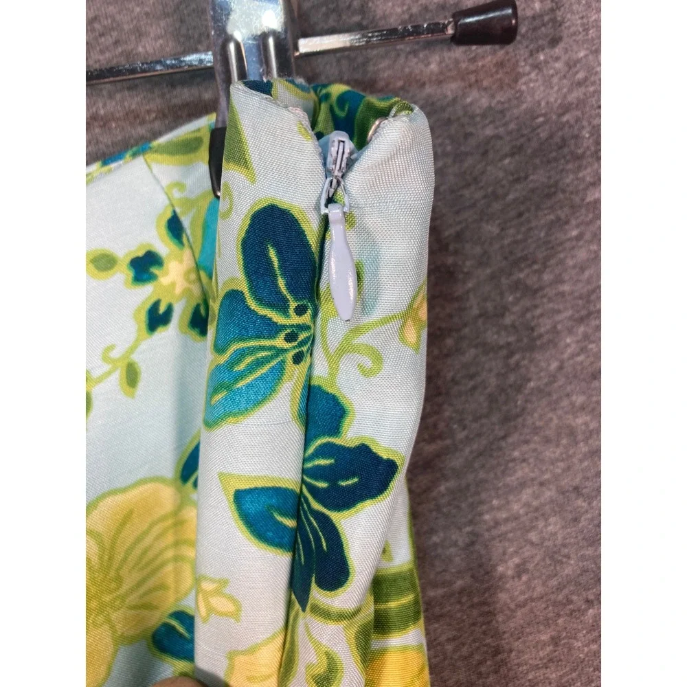 Ann Taylor Petites Blue Floral 100% Silk Straight Leg Pants‎ Size 2P Side Zip